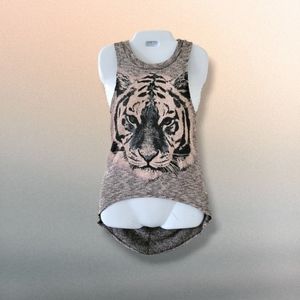 Jessie & J | Y2K | Pretty Marled Gray/Beige Tiger Tank (SIZE S)